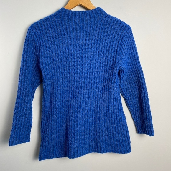 Soaked in Luxury (SAMPLE) Women's Blue Mock Neck Knit LS Sweater Size S/M Flared - Picture 5 of 13